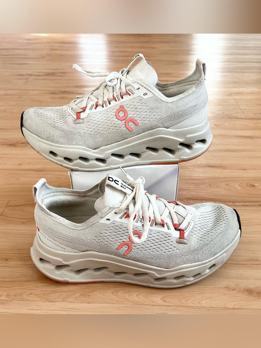 On Running Cloudnova Women’s Sneakers in Beige with Coral Accents Size 9
